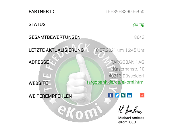 ekomi Zertifikat TARGOBANK AG