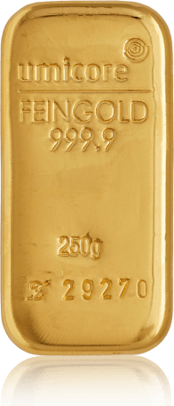 Vorderseite: 250 g Goldbarren