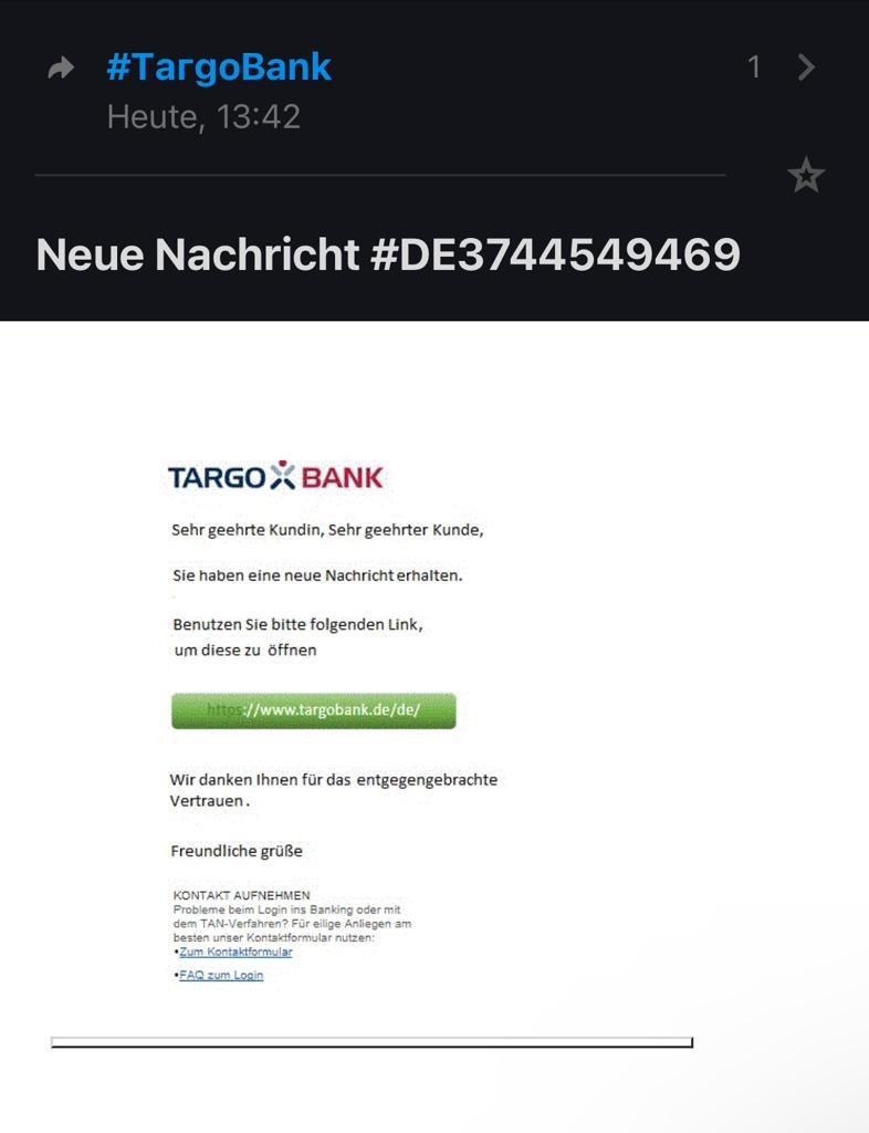 Screenshot der Phising-E-Mail